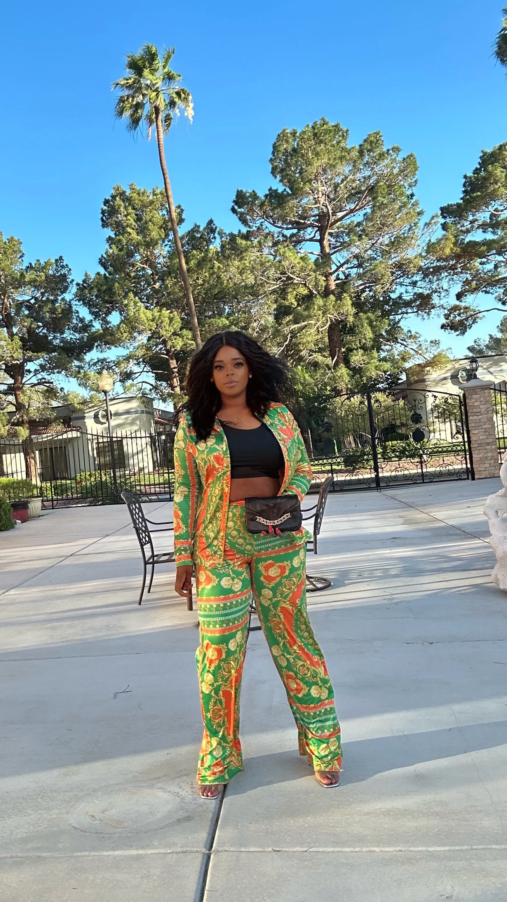 Orange & Green + plus size 2pcs set