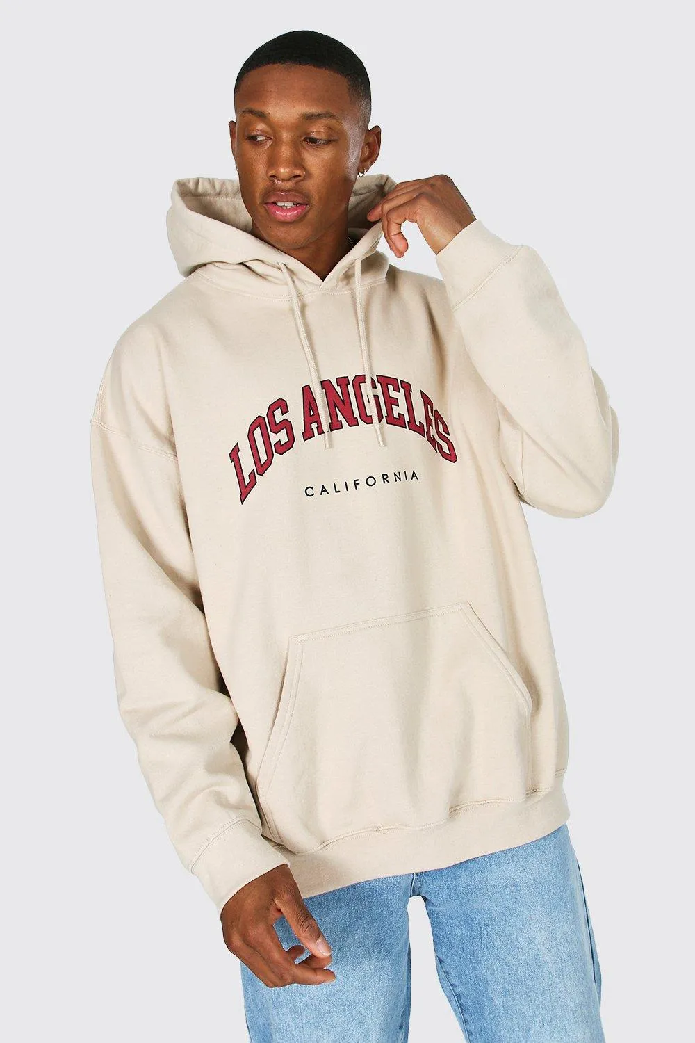 Oversized Los Angeles Printed Hoodie | boohooMAN UK