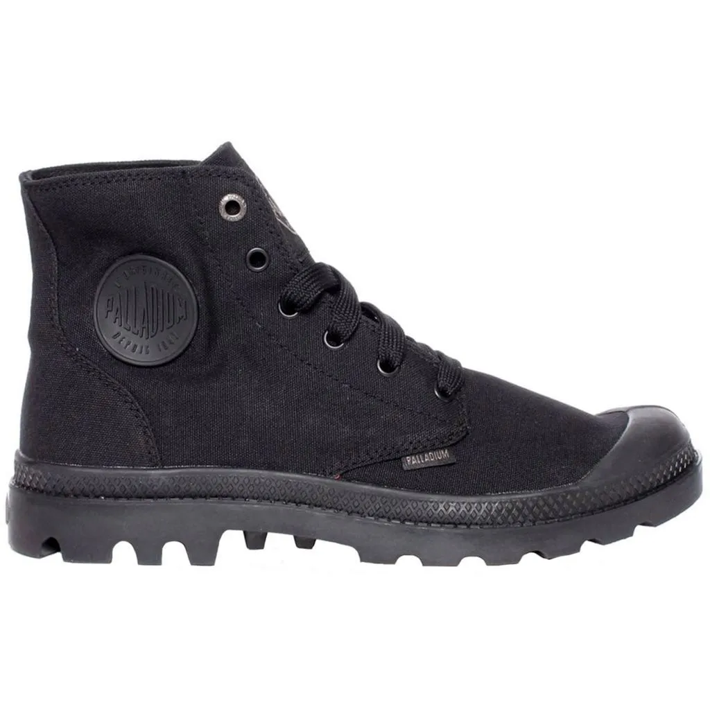 Palladium Pampa Hi Mono Chrome Black Mens Canvas Lace-up Casual Ankle Boots - UK 7