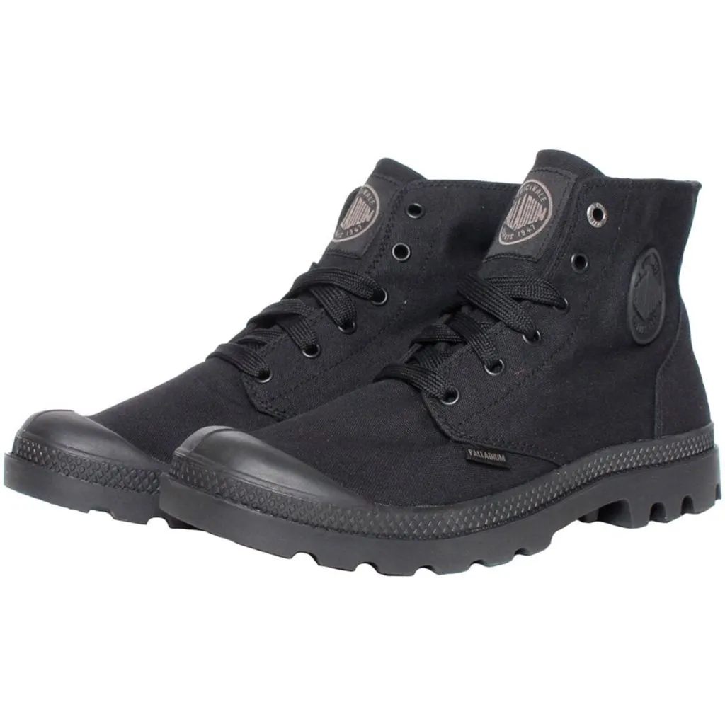 Palladium Pampa Hi Mono Chrome Black Mens Canvas Lace-up Casual Ankle Boots - UK 7