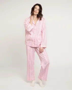 Pencil Stripe organic cotton pyjama set pink