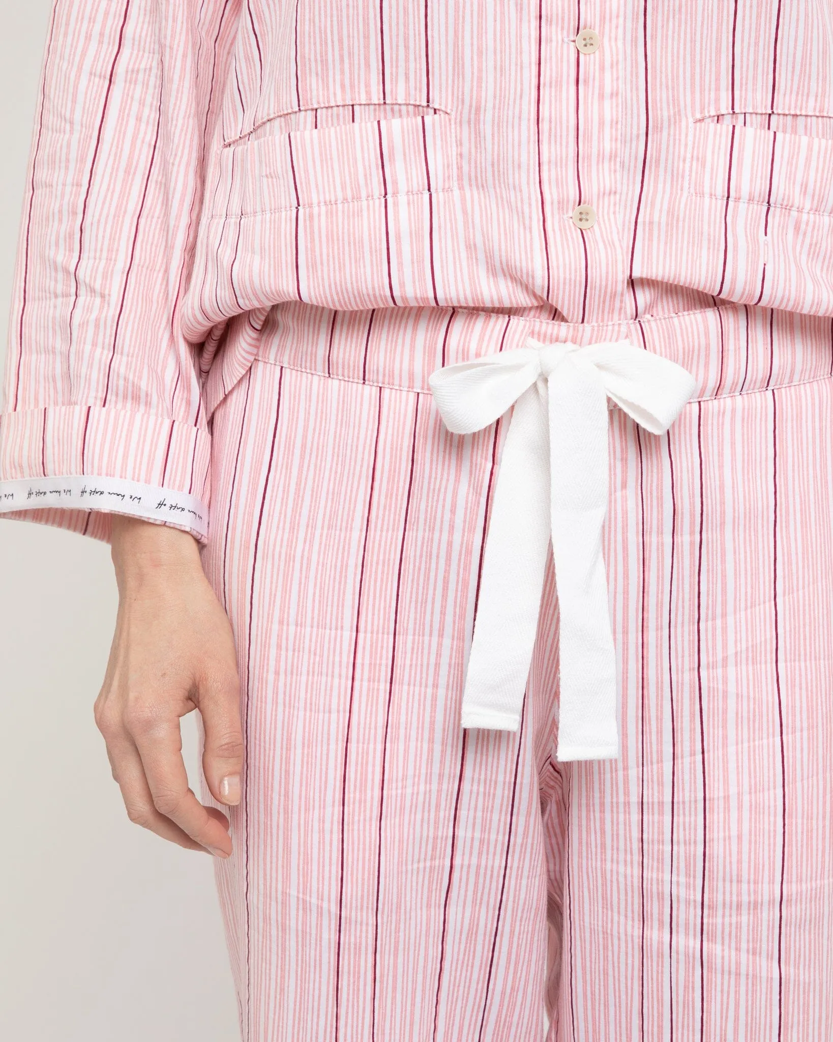 Pencil Stripe organic cotton pyjama set pink