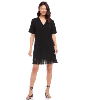 Petite Size V-Neck Fringe Dress