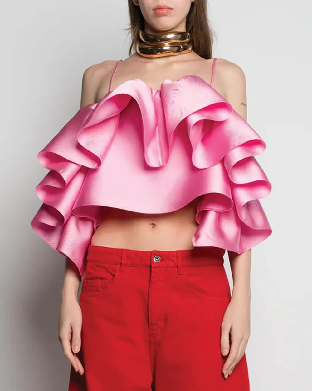 Pink Front Frill Top