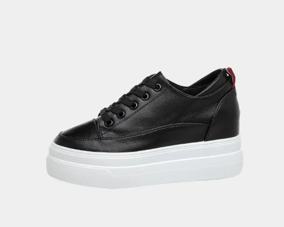 Platform Sneakers Black Cow Leather