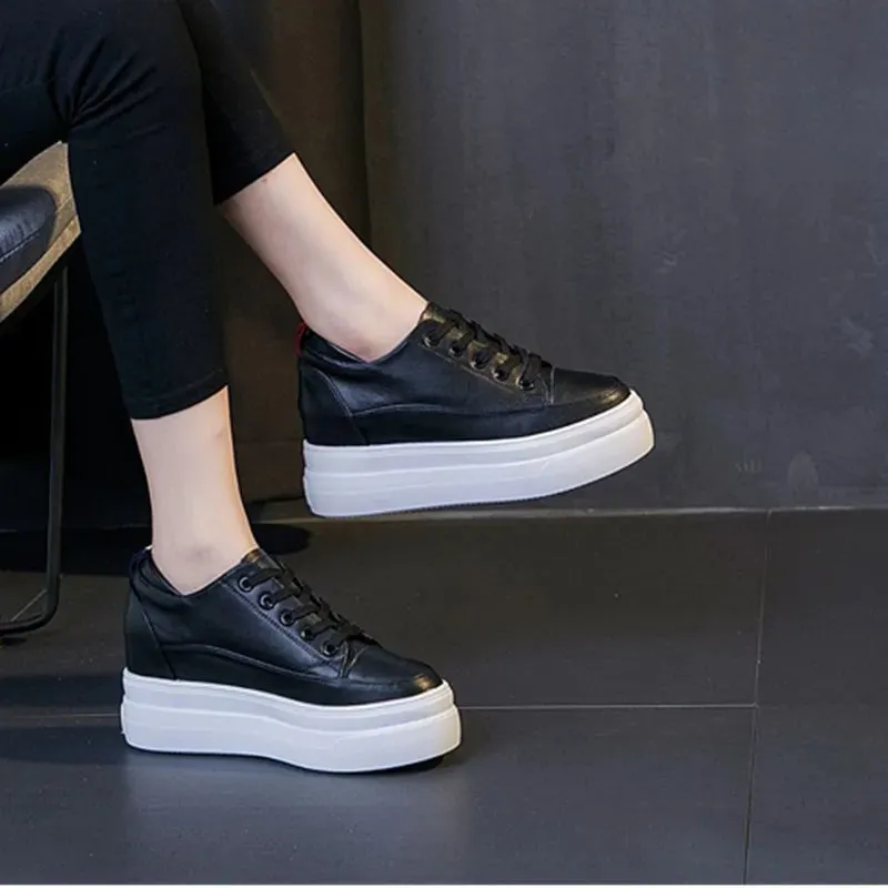 Platform Sneakers Black Cow Leather