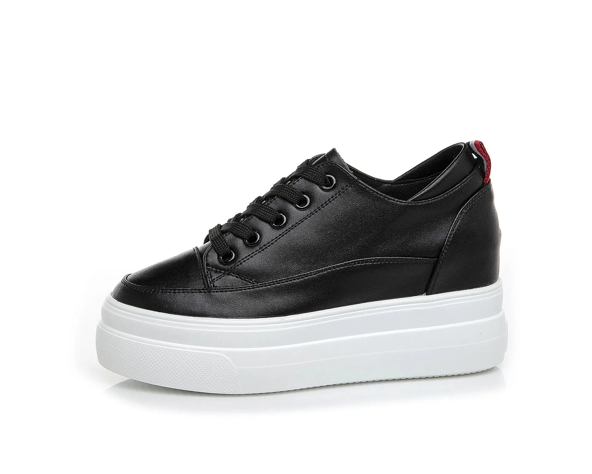 Platform Sneakers Black Cow Leather