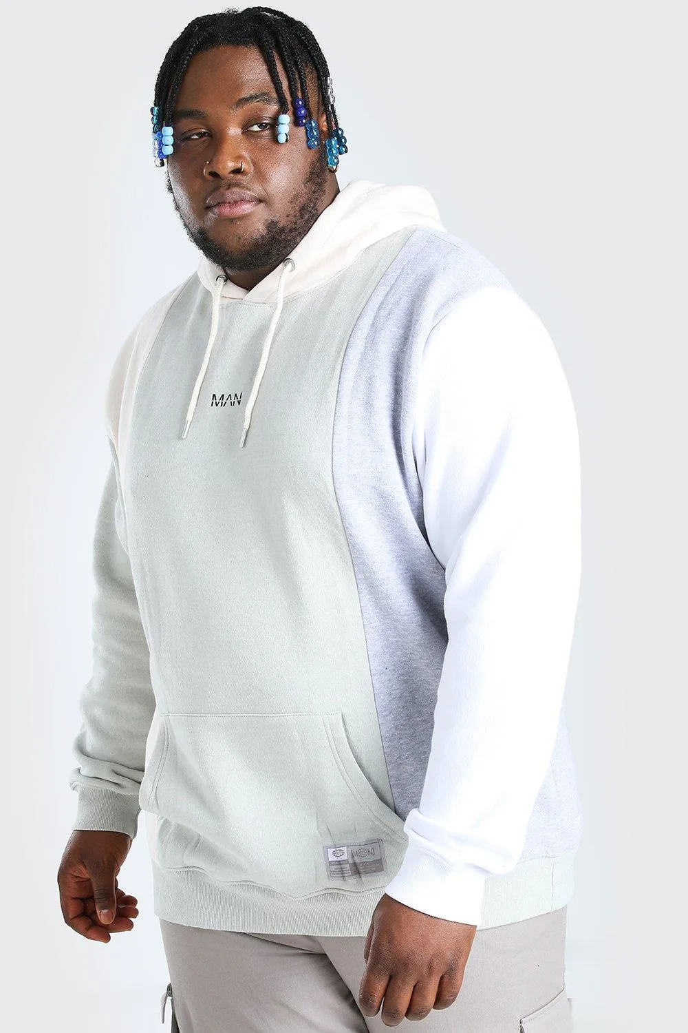 Plus Size MAN Dash Colour Block Hoodie | boohooMAN UK