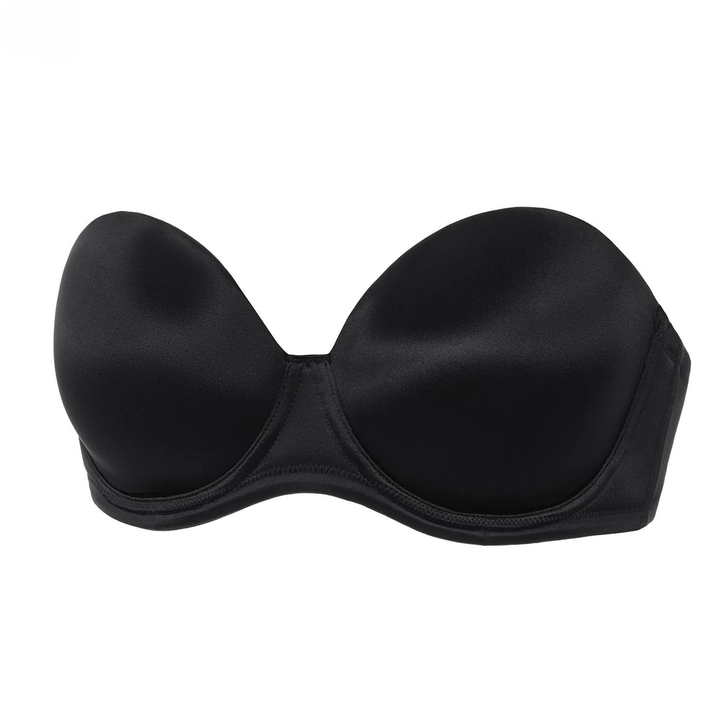 Plus Size Women's Strapless Black Color Multiway Seamless Cup Push Up Bra