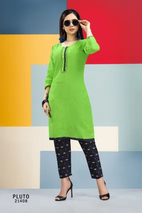 Pluto Designer Readymade Cotton Slub Daily Wear Kurti Collection