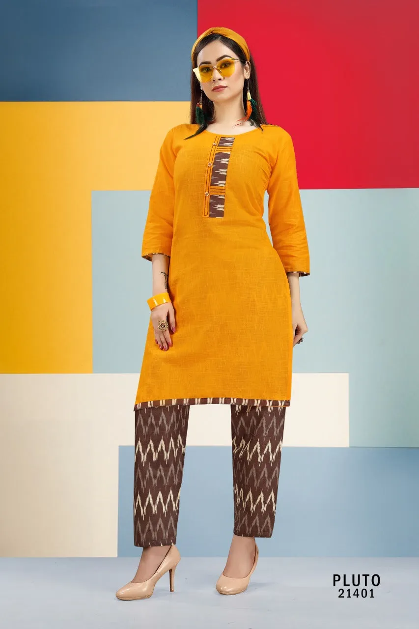 Pluto Designer Readymade Cotton Slub Daily Wear Kurti Collection