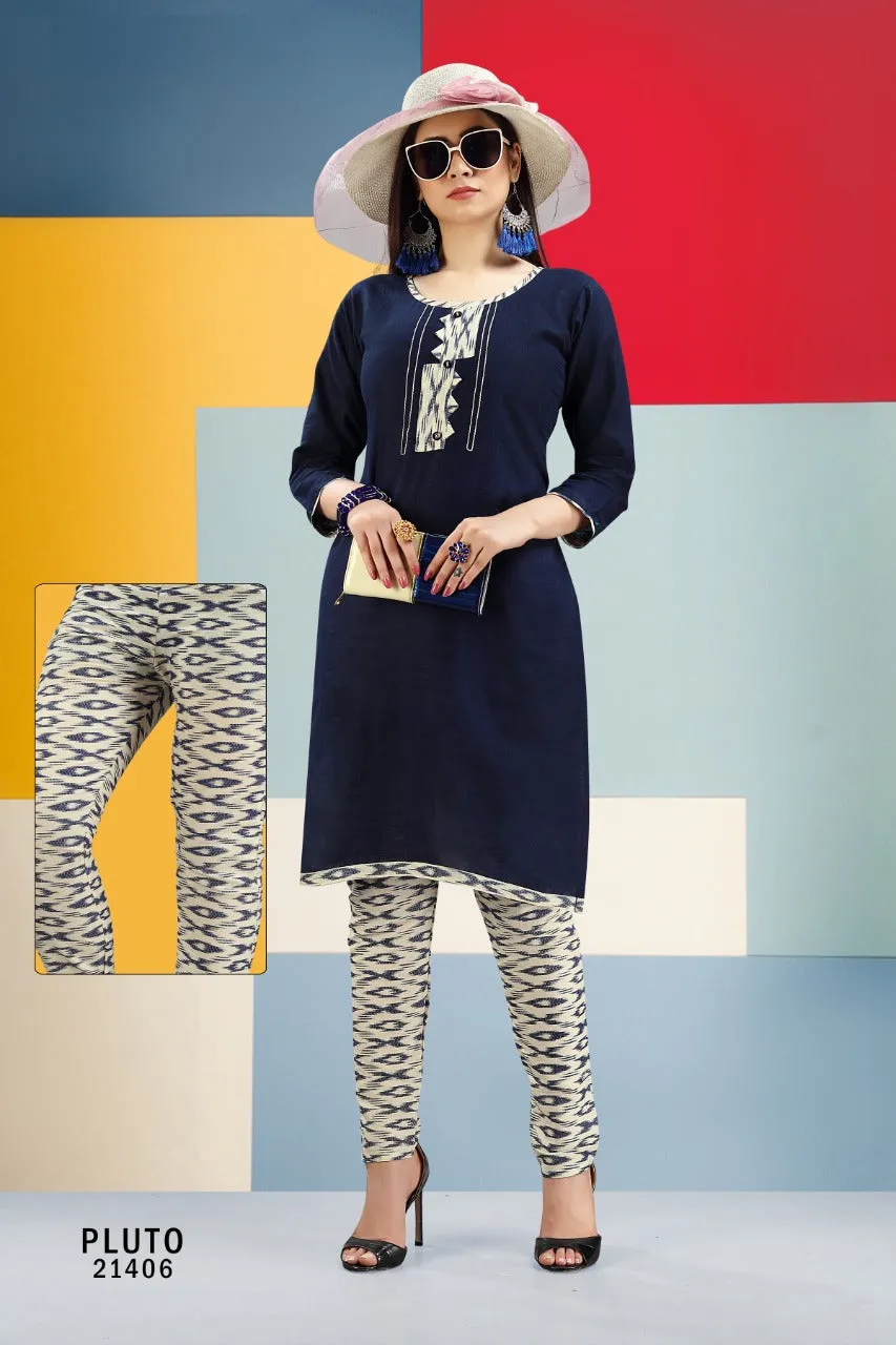 Pluto Designer Readymade Cotton Slub Daily Wear Kurti Collection