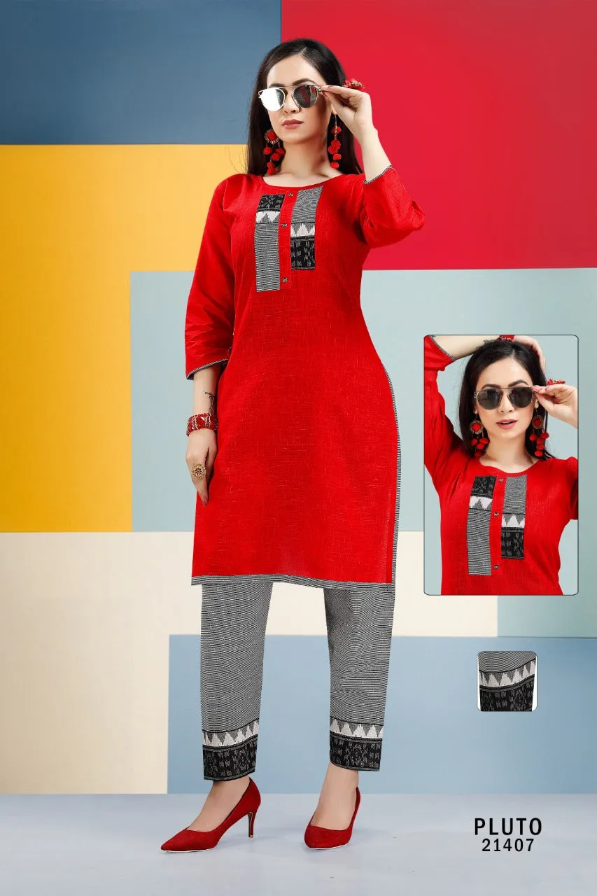 Pluto Designer Readymade Cotton Slub Daily Wear Kurti Collection