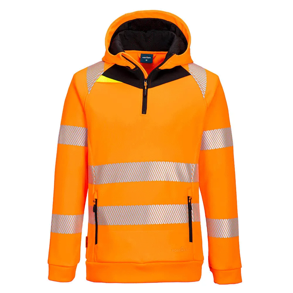 Portwest DX482 Hi-Vis 1/4 Zip Hoodie