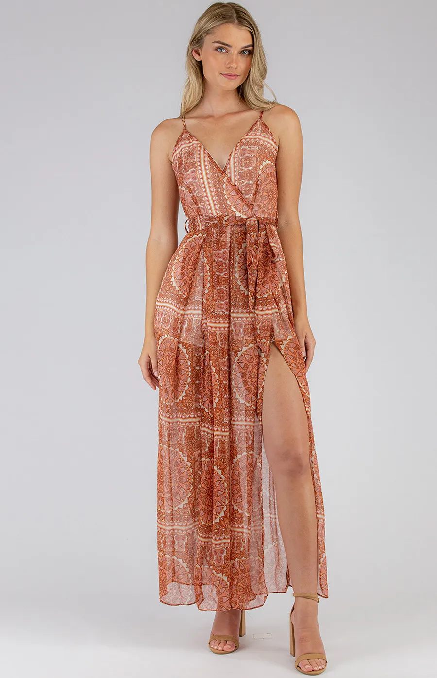 Printed Singlet Jumpsuit with Split Leg Detail (SJP365-2B)