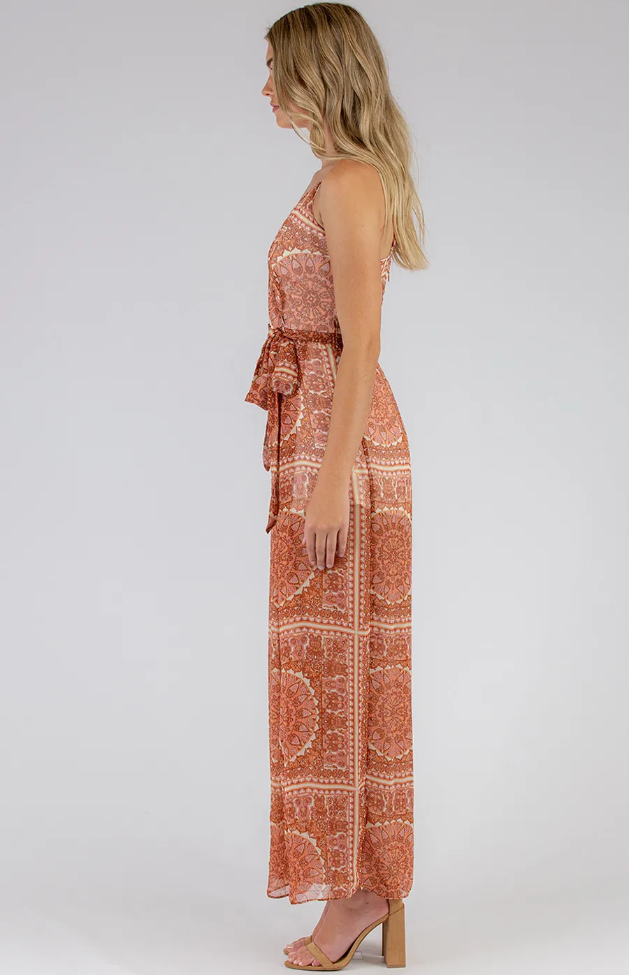 Printed Singlet Jumpsuit with Split Leg Detail (SJP365-2B)