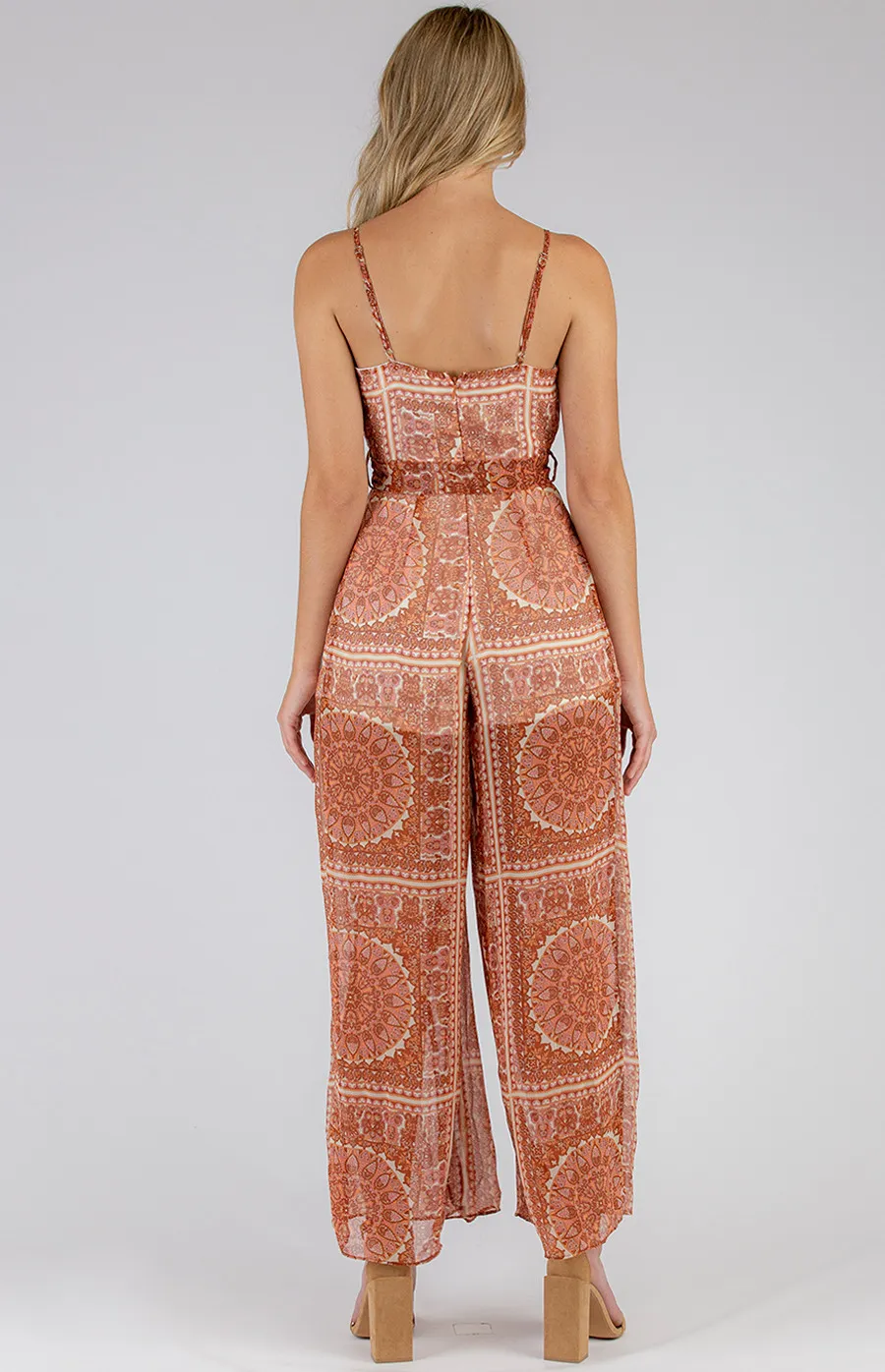 Printed Singlet Jumpsuit with Split Leg Detail (SJP365-2B)