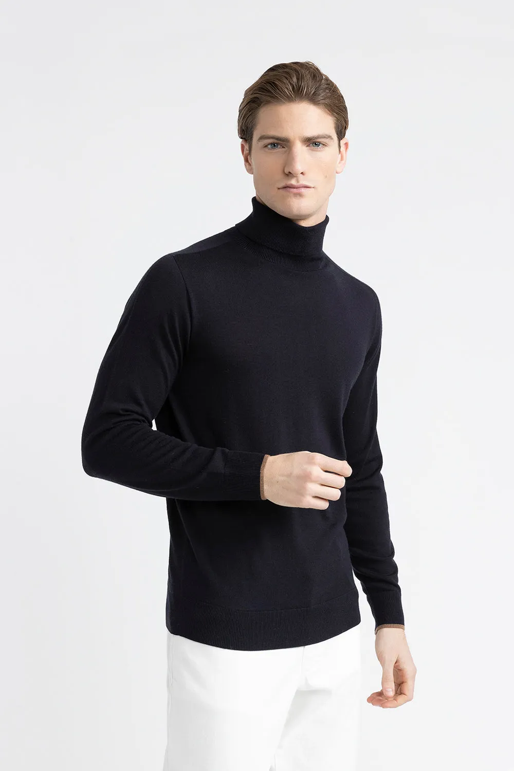 Pure new wool high neck sweater