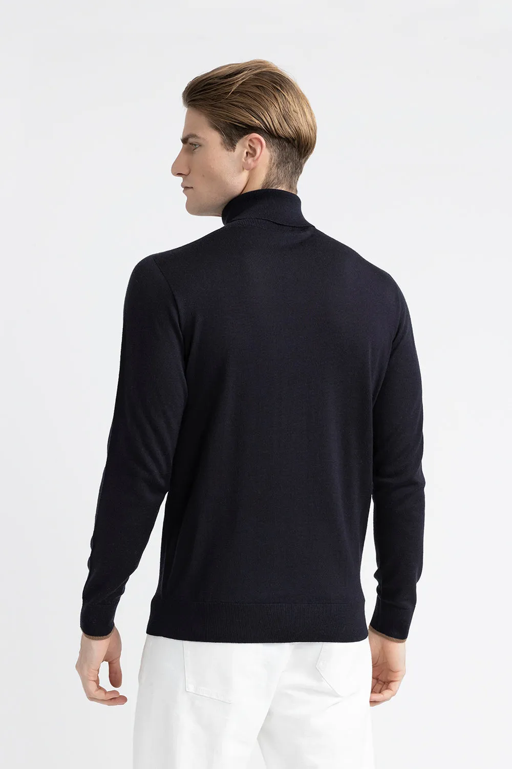 Pure new wool high neck sweater