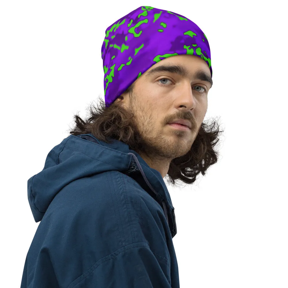 Purple and Lime Camo Beanie