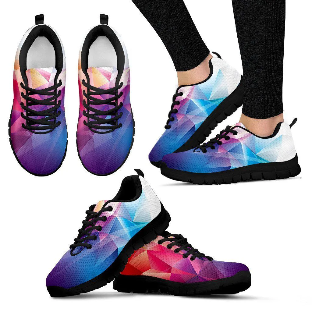 Rainbow Polygons Black Border Women's Sneakers