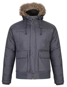 Ringspun Max Short Padded Hooded Winter Jacket Charcoal