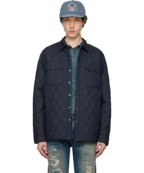 RRL Navy Quilted Shirt Jacket