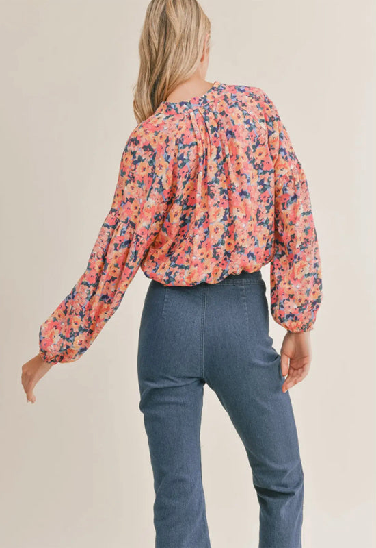 Sadie & Sage - Living In Color Tie Front Top Multi Color