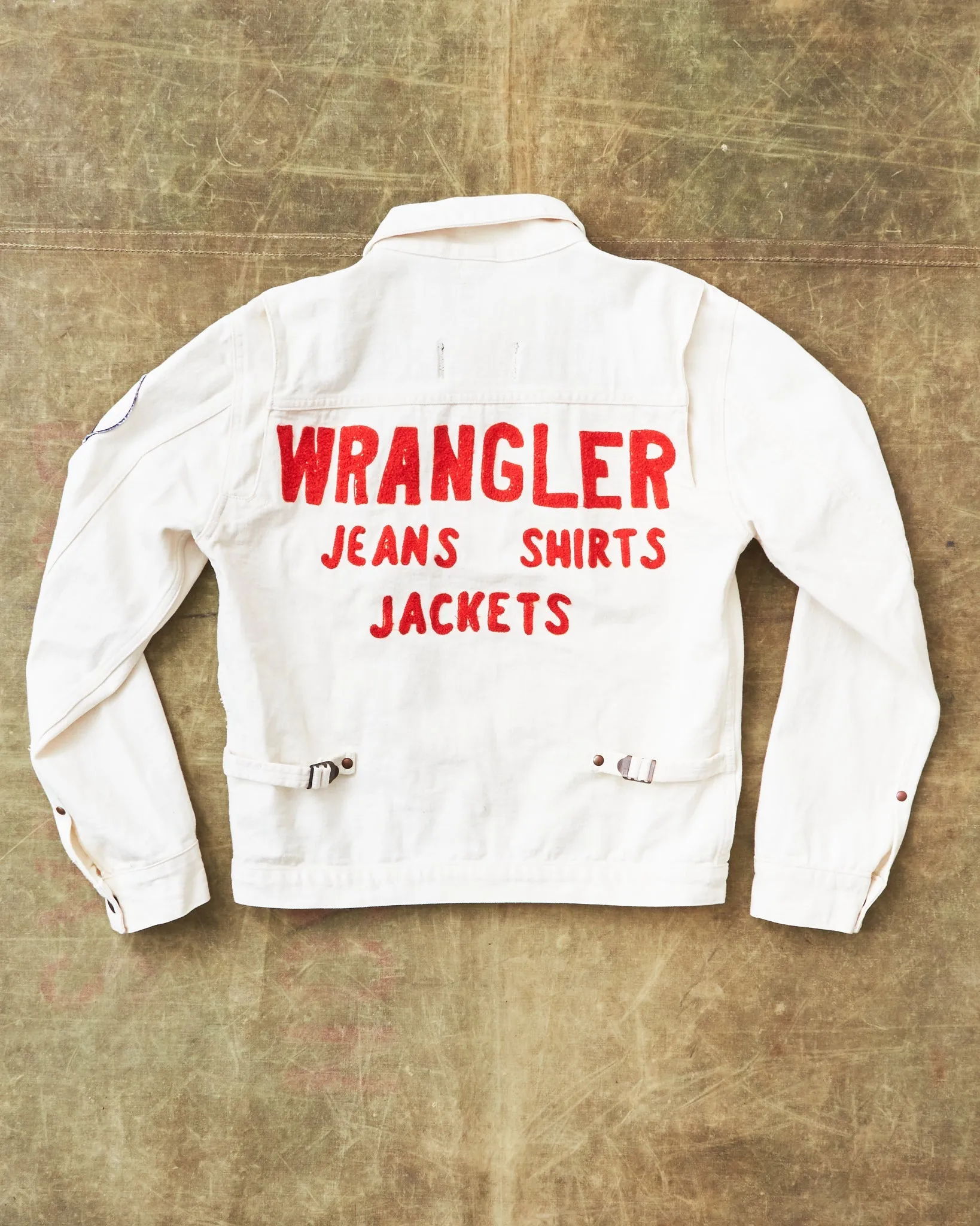 Second Hand Wrangler Blue Bell Embroidered White Denim Jacket