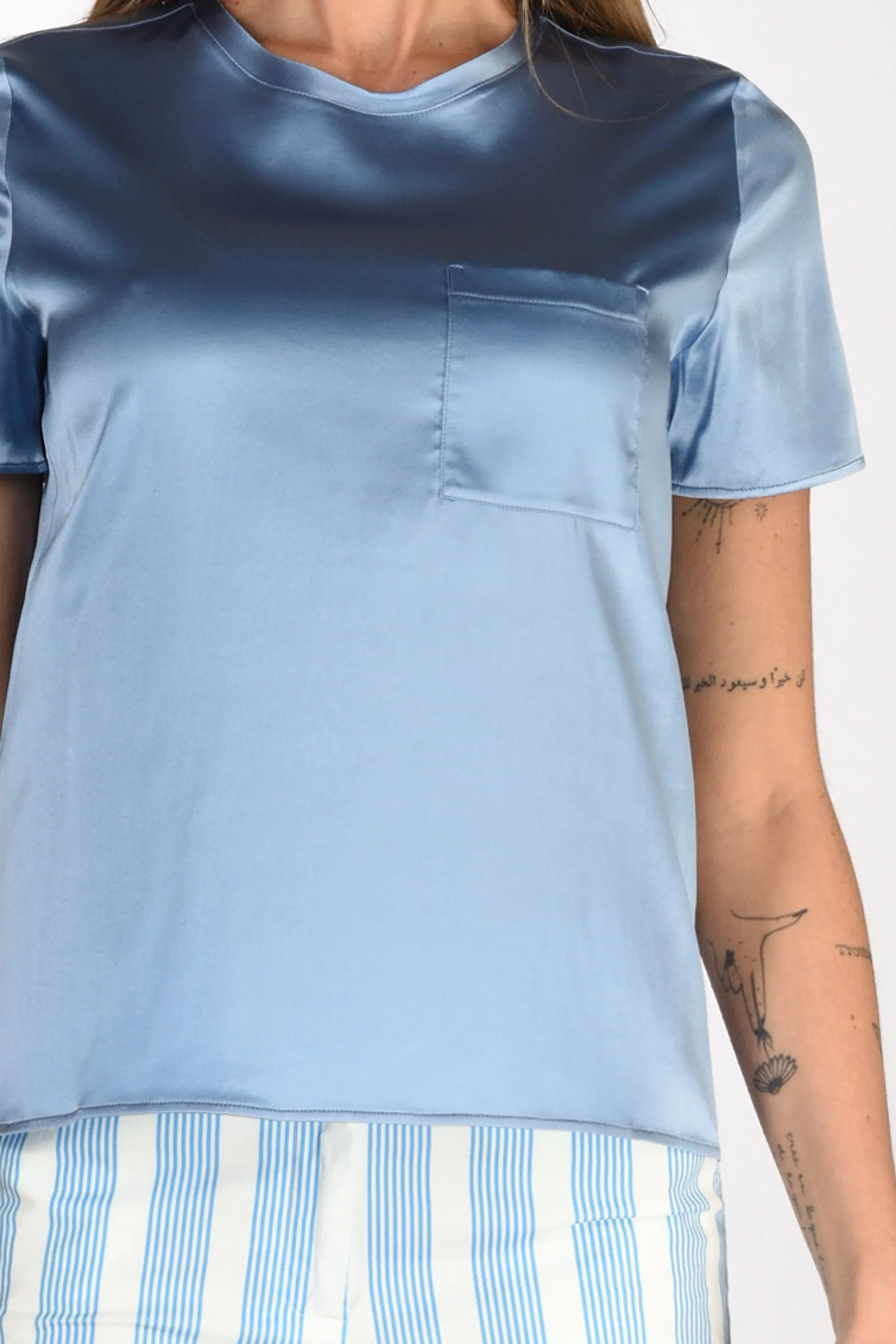 Shirt C Zero Tshirt Seta Azzurro Donna