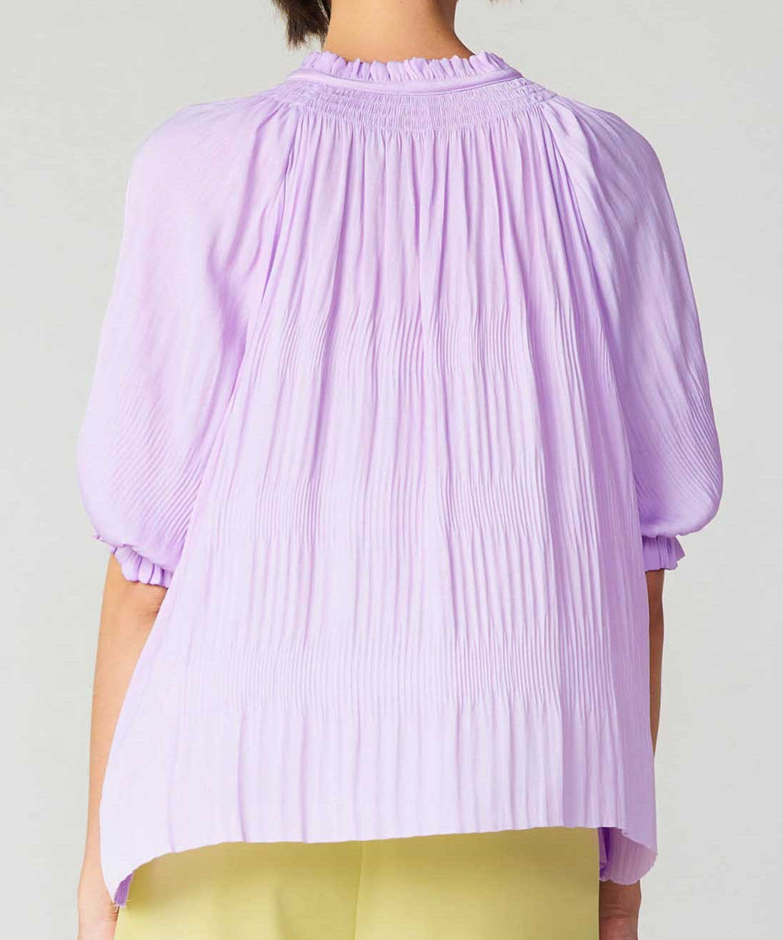 Short Sleeve Tie Front Top - Light Lavender