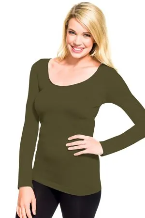 Skinny Tees Long Sleeve Scoop Neck Top