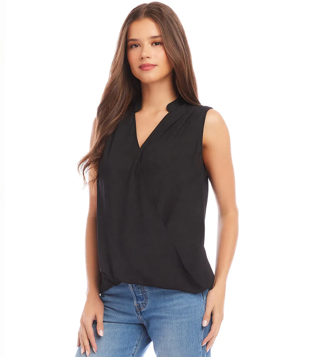 Sleeveless Drape Front Top