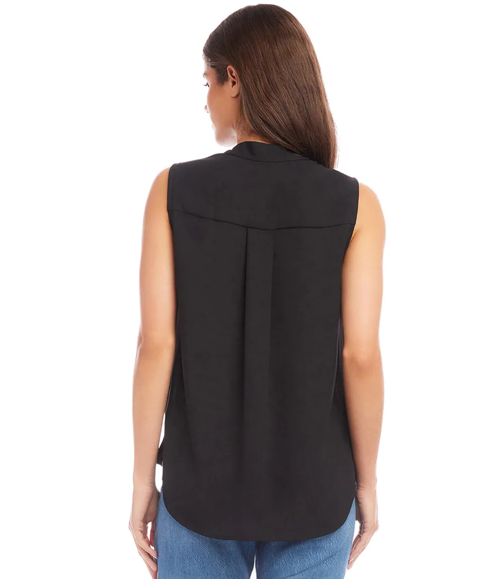 Sleeveless Drape Front Top