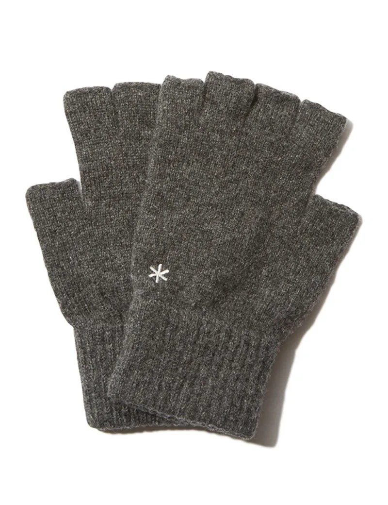 Snow Peak Wool Knit Fingerless Gloves Grey