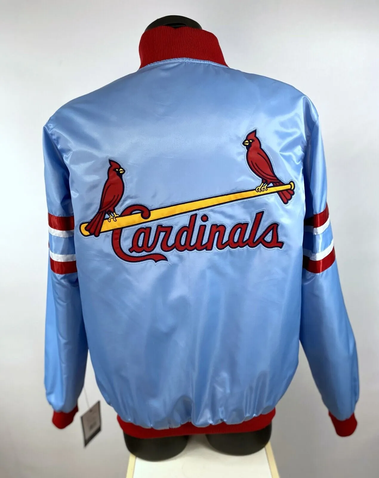 ST. LOUIS CARDINALS Satin Jacket STARTER SKY BLUE MED, LG