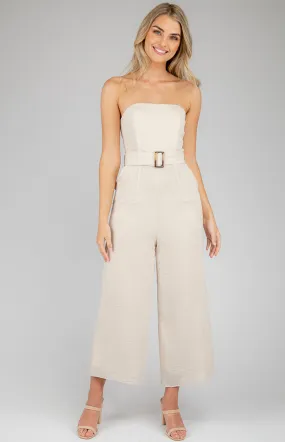 Strapless Jumpsuit with Rectangle Buckle Detail (SJP382A)