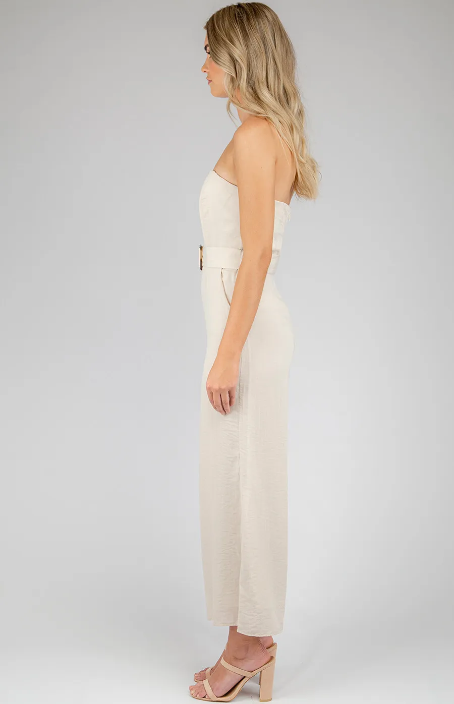 Strapless Jumpsuit with Rectangle Buckle Detail (SJP382A)