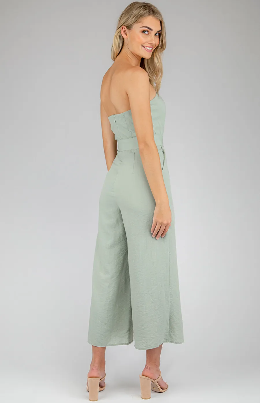 Strapless Jumpsuit with Rectangle Buckle Detail (SJP382A)