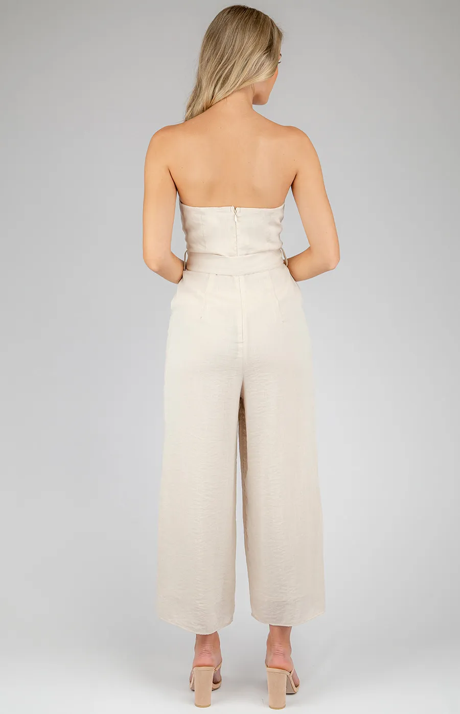 Strapless Jumpsuit with Rectangle Buckle Detail (SJP382A)