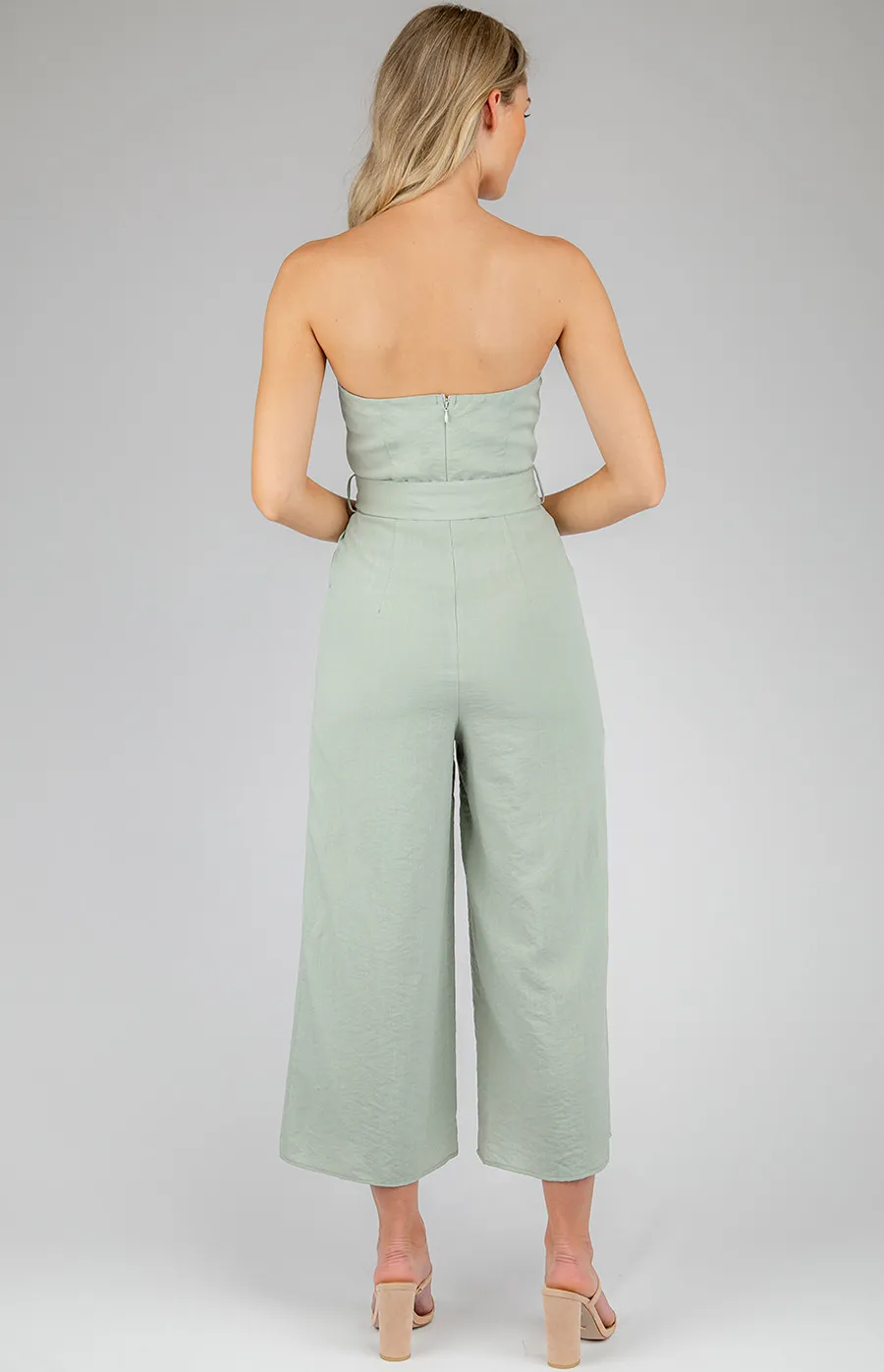 Strapless Jumpsuit with Rectangle Buckle Detail (SJP382A)