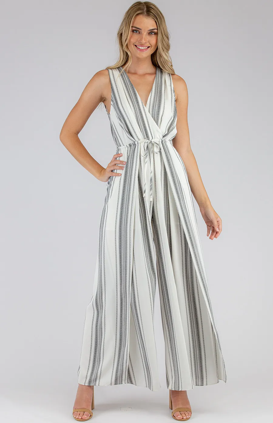 Striped Jumpsuit with Drawstring Waist (SJP456A)