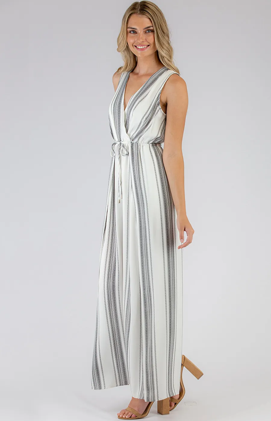 Striped Jumpsuit with Drawstring Waist (SJP456A)