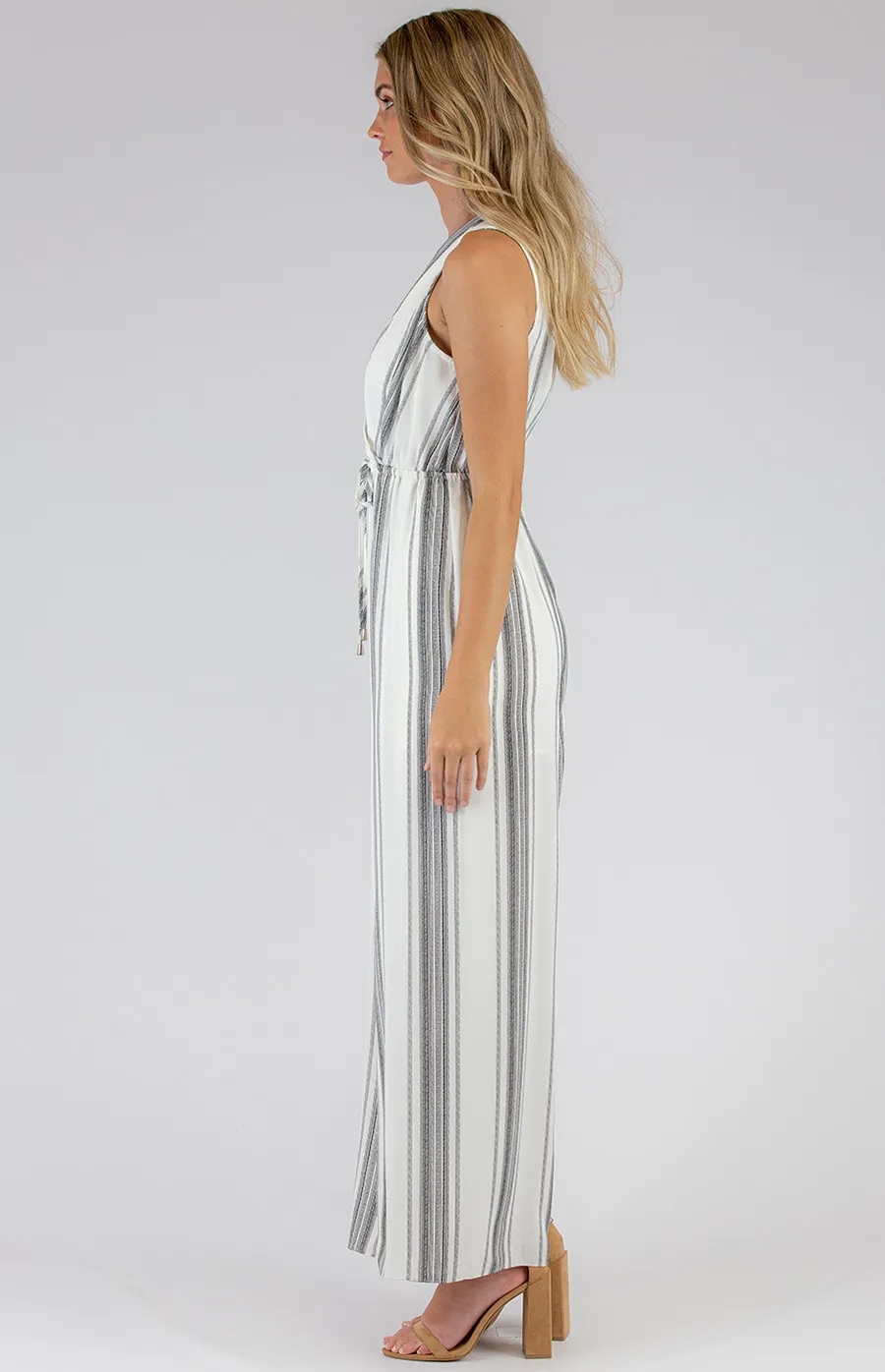 Striped Jumpsuit with Drawstring Waist (SJP456A)