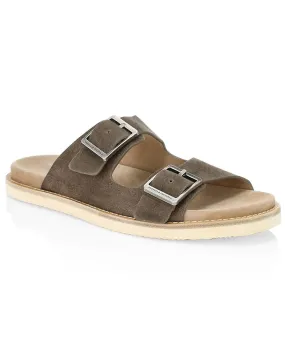 Suede Buckle Sandal in Brown