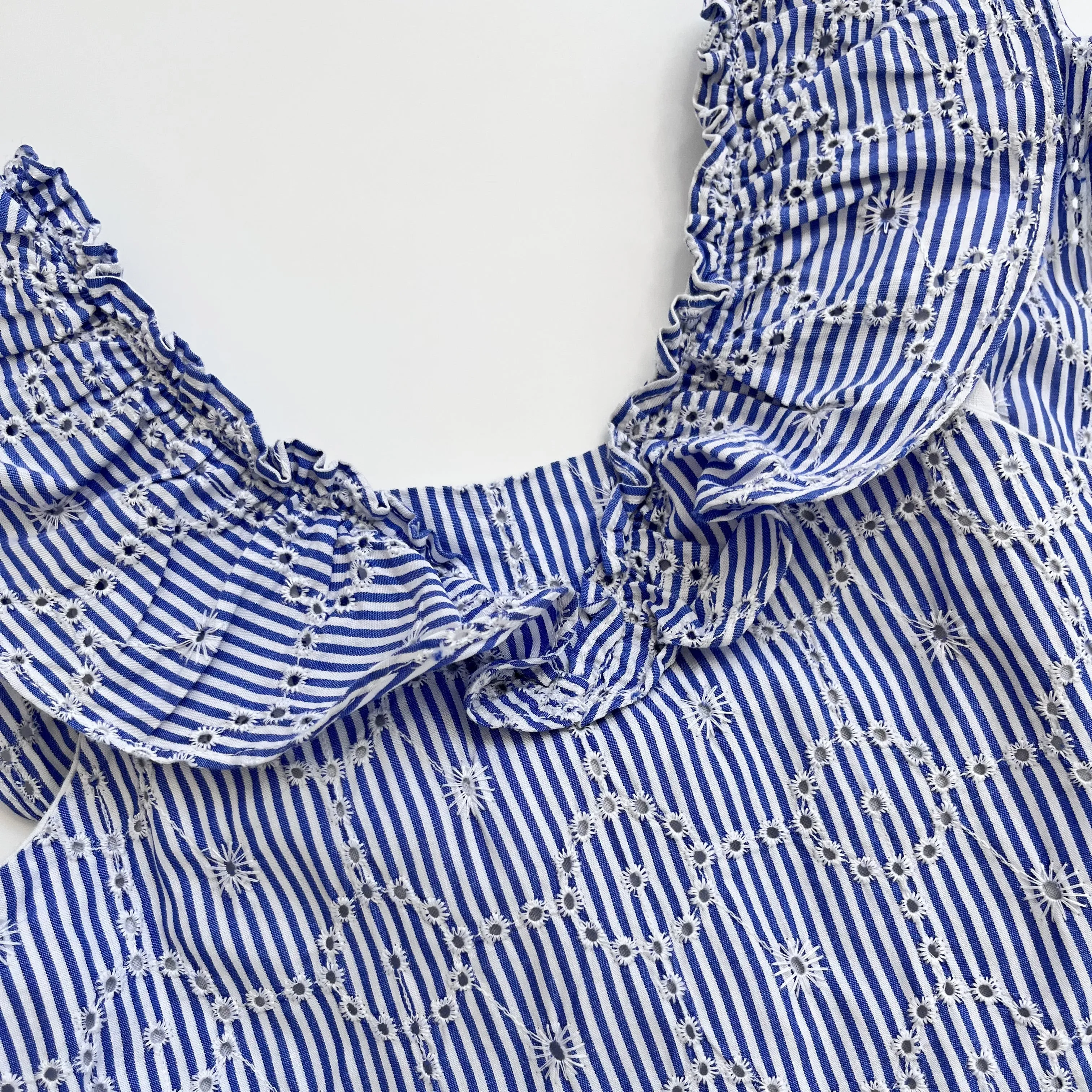 Tartine et Chocolat Blue Stripe Broderie Anglaise Summer Dress: 6 Years