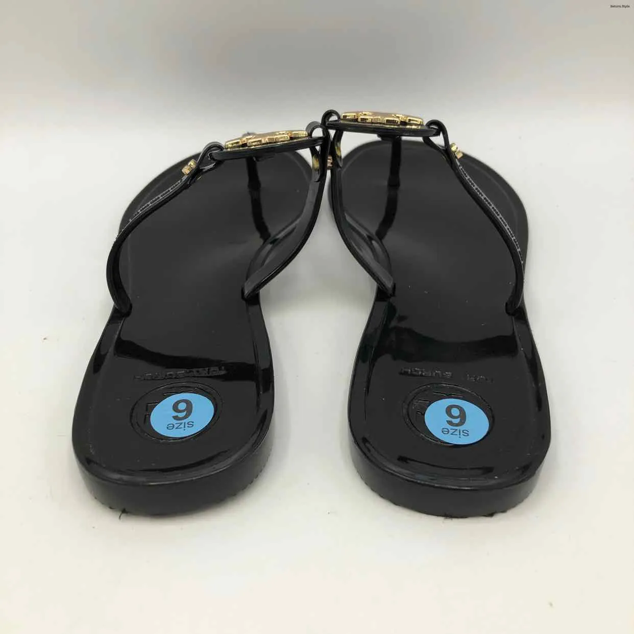 TORY BURCH Black Goldtone Platform Sandal Shoe Size 6 Shoes