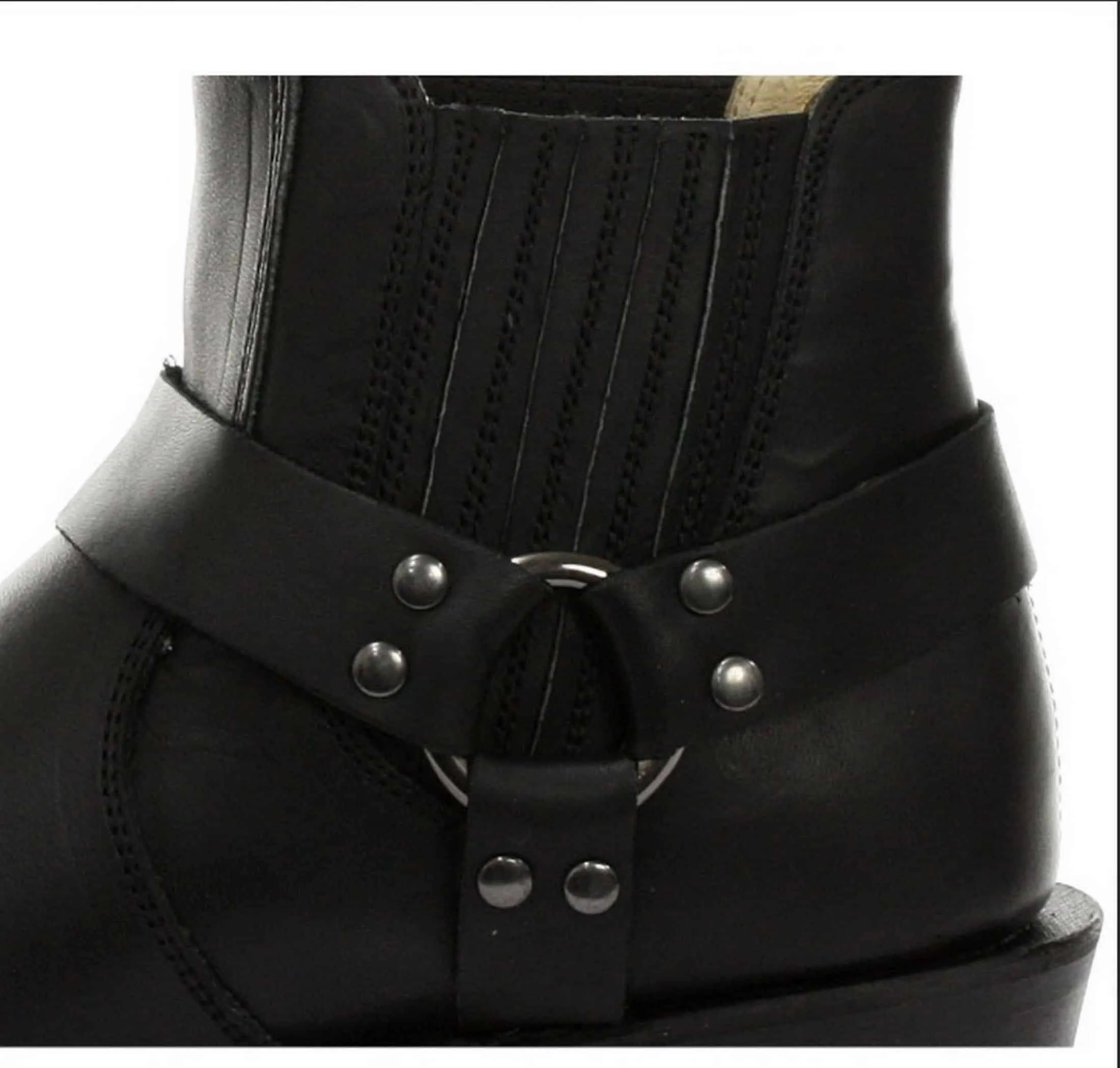 Unisex Real Leather Biker Ankle Boots Rock Punk Grinders Buckle Cowboy Riding