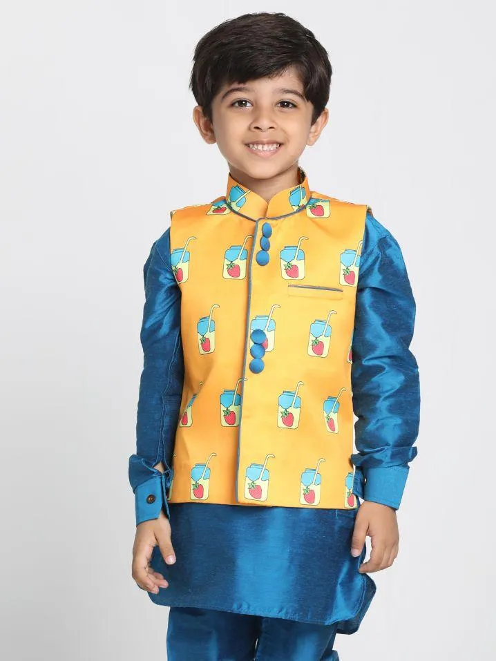 Vastramay Boys' Quirky Print Nehru Jacket