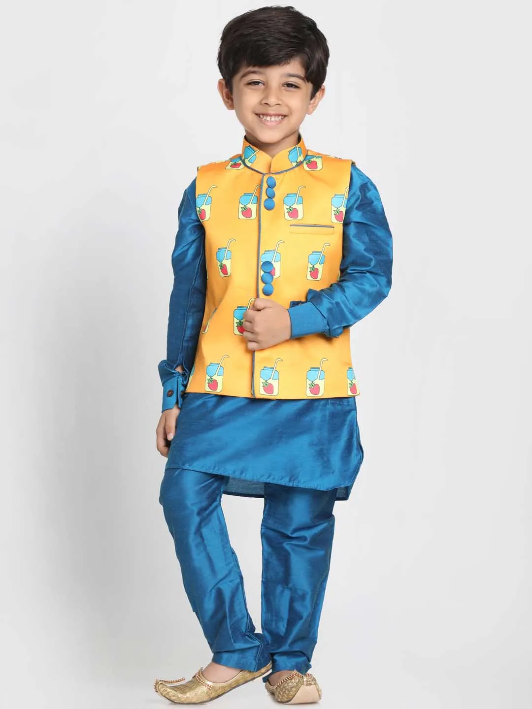 Vastramay Boys' Quirky Print Nehru Jacket